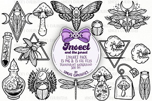 Insect and Forest Lineart, bugs SVG