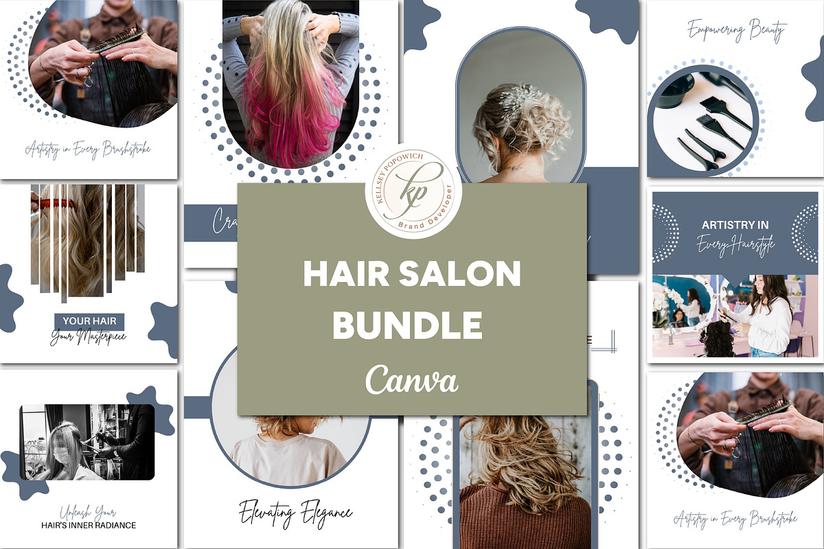 Hair Salon Canva Template Bundle, a Social Media Template by Branding by Kellsey (Photo 1 of 6)