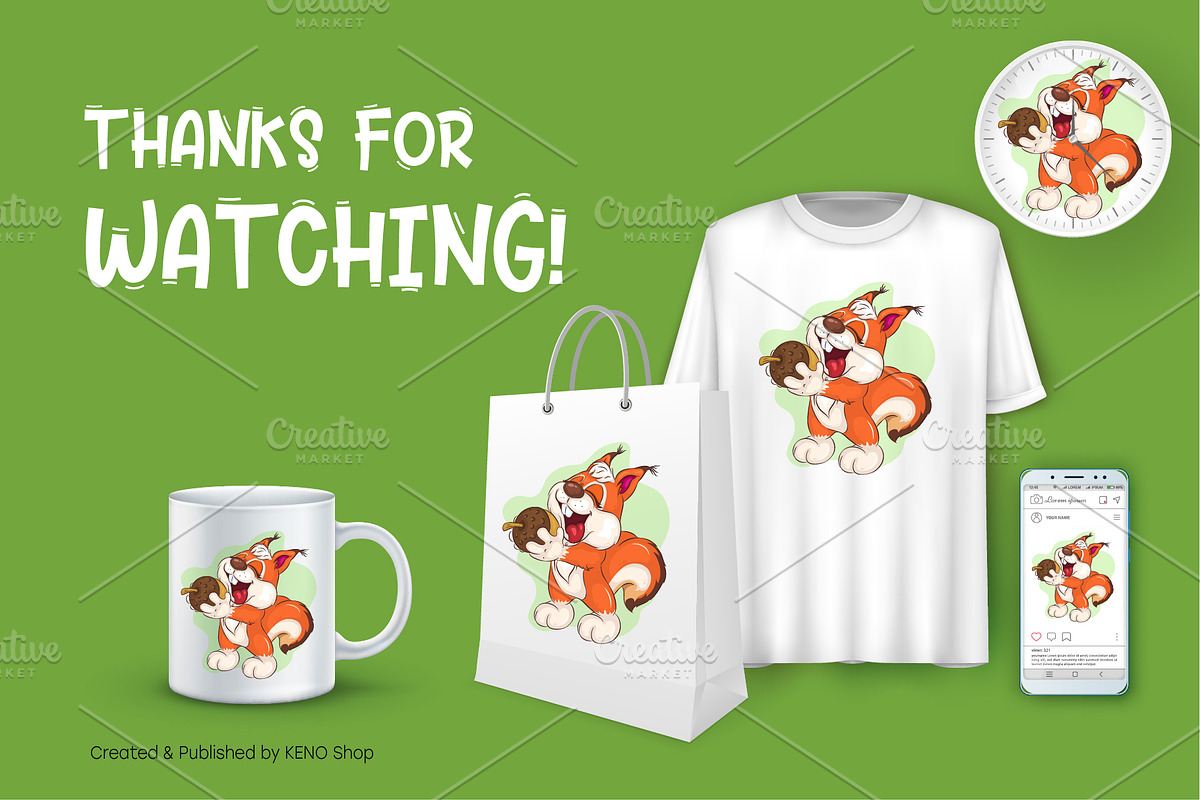 Cartoon Squirrel and Nut. Clipart., an Animal Illustration by KENO Mascots (Photo 3 of 3)