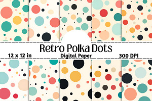 Retro Polka Dots Pattern Digital