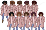 Winter Girls Clipart, a Seasonal Illustration by GlamArtZhanna (Thumbnail 2 of 5)
