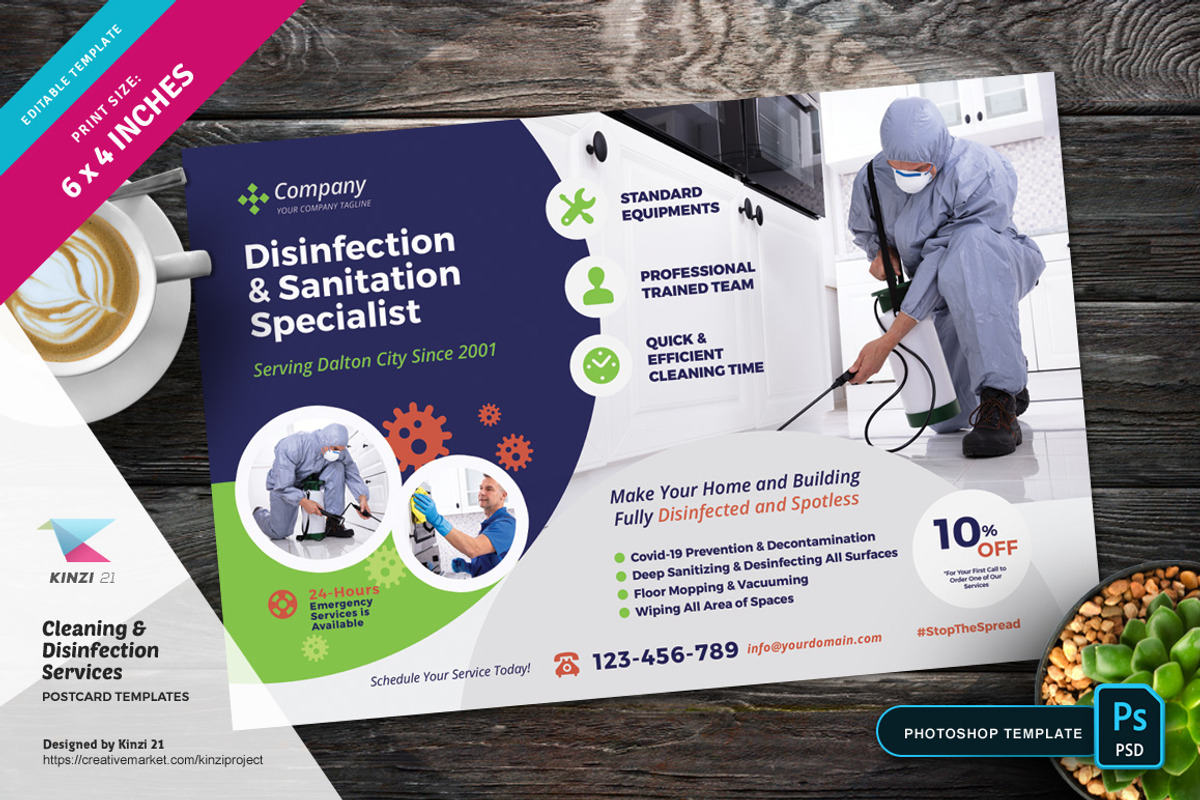 Cleaning & Disinfection Postcard, a Card Template by kinzi21 (Photo 2 of 3)