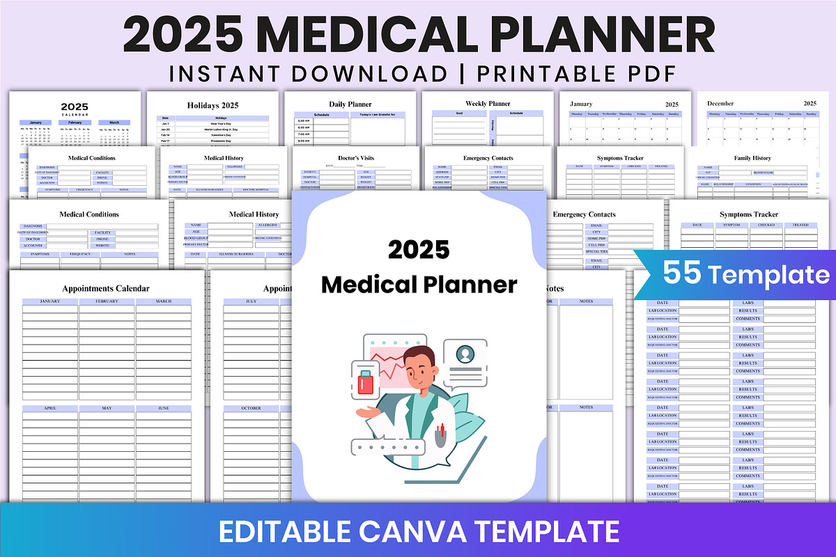 2025 Medical Planner For Canva, a Stationery Template by Shumaya (Photo 1 of 7)