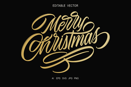 Merry Christmas  vector text, a Poster Template by Anna's Lettering