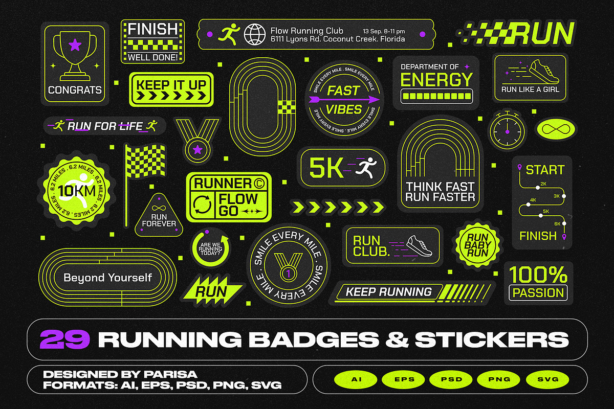 29 Running Badges & Stickers, an Object Graphic by Parisa-Artstudio (Photo 1 of 5)