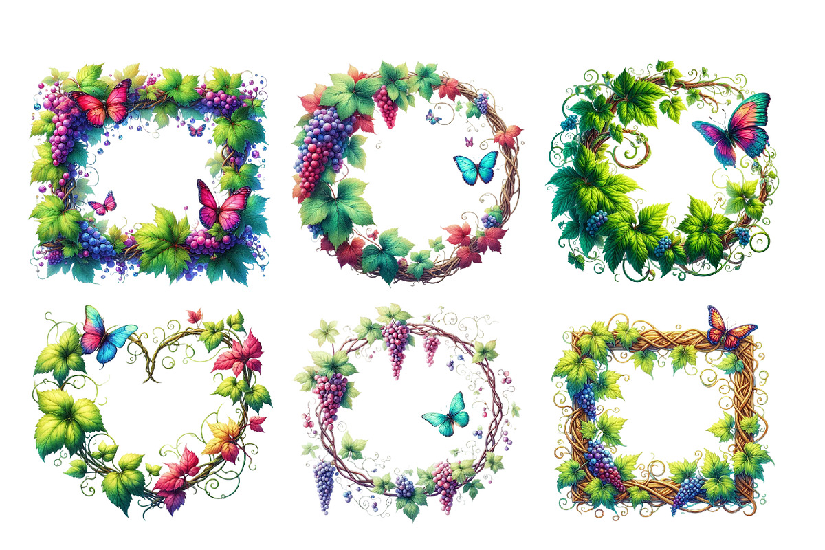 Grapevine Frames Clipart, an Illustration by Designworld (Photo 2 of 4)