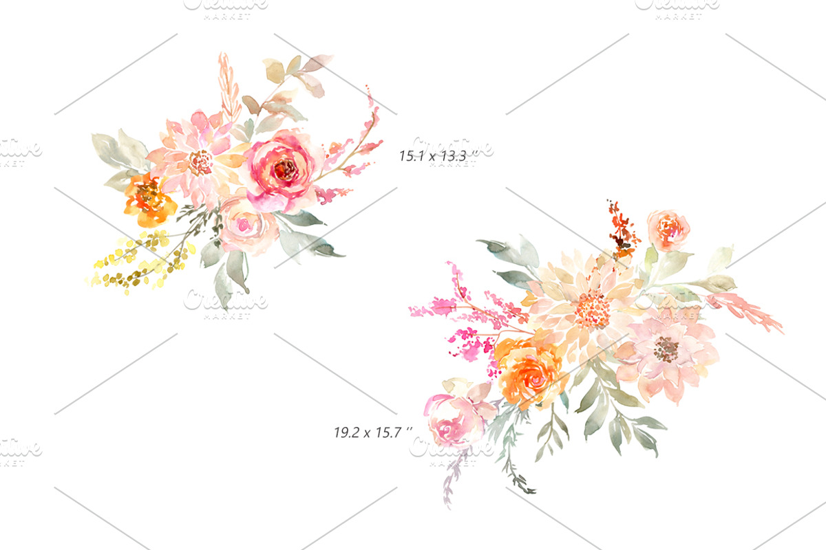 Watercolor Dahlias & Roses Flowers, an Illustration by GraphicsDish (Photo 3 of 4)
