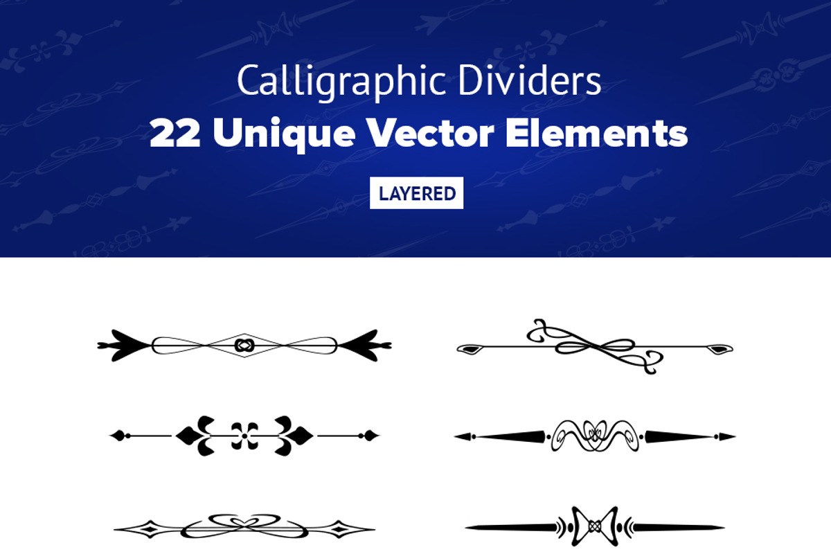 22 Vintage Calligraphic Dividers, a Decorative Illustration by Oleg Ribar (Photo 2 of 2)