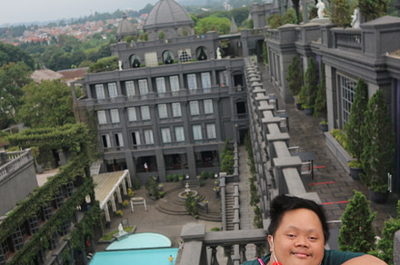 Down syndrome person happy