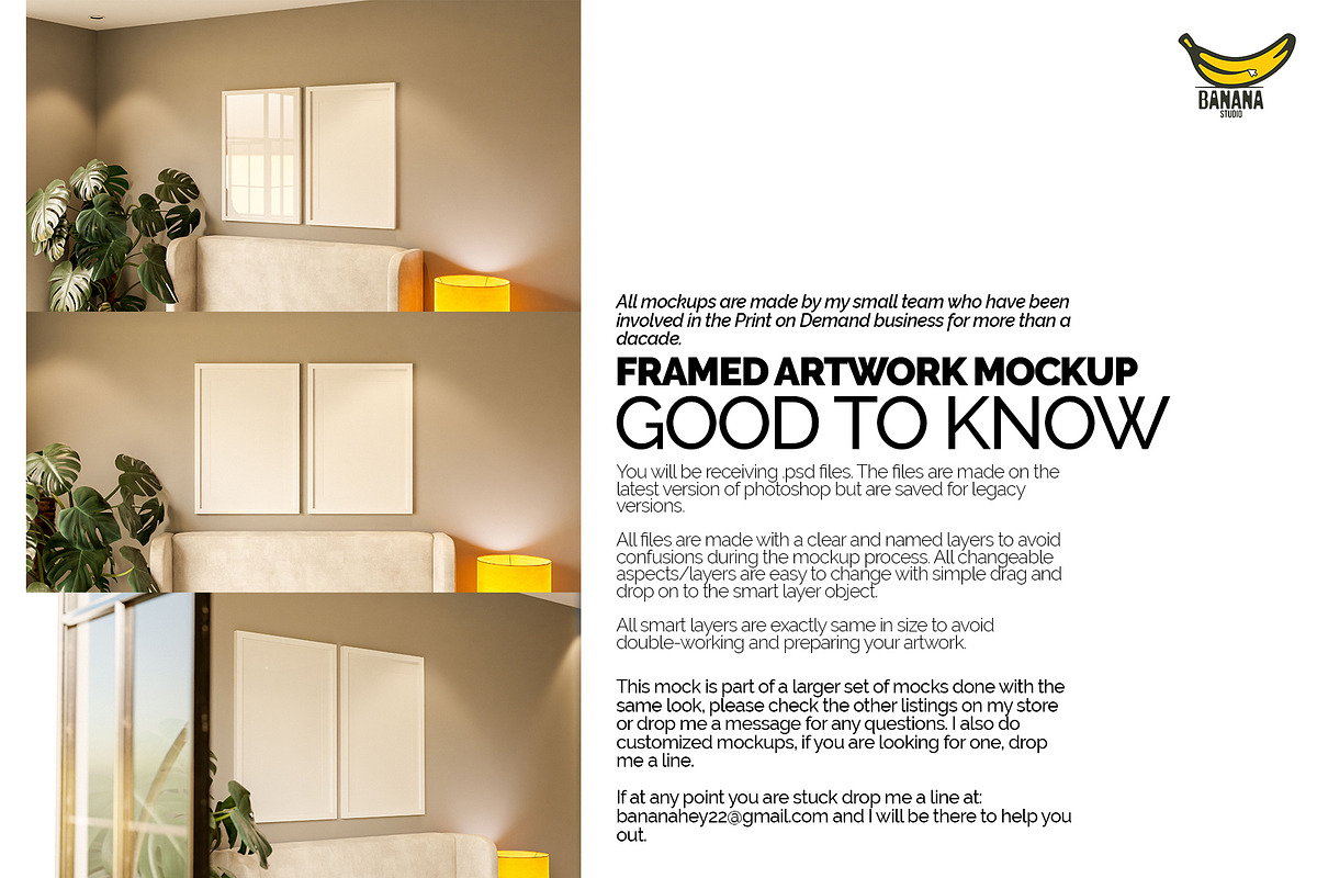 Framed Artwork on the Wall Mockup, a Merchandise Mockup by Banana Mockups (Photo 5 of 5)