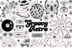 Black And White Groovy Retro Graphic