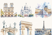 Watercolor Paris Clipart Bundle, an Object Illustration by SparkyDesignsUS (Thumbnail 9 of 9)