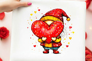 Whimsical Valentine Gnome Clipart, an Illustration by designcity5 (Thumbnail 5 of 5)