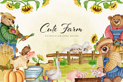 Cute Farm. Watercolor animals, an Object Graphic by JuliaBadeeva (Thumbnail 1 of 8)