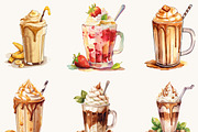 Watercolor Thick Shakes Clipart, a Food Illustration by BusyDaydesign (Thumbnail 2 of 9)