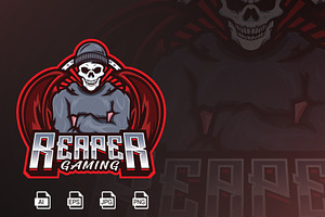 Grim Reaper Mascot logo Template, a Branding & Logo Template by HasnainGFX