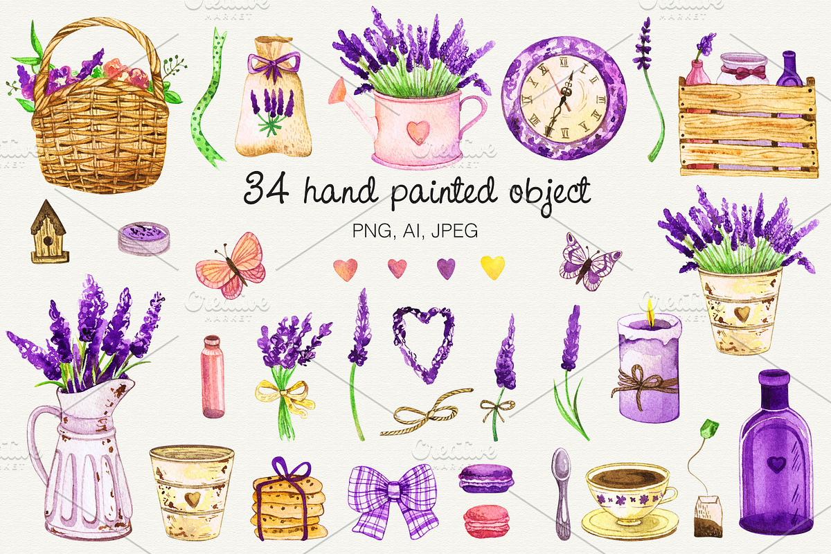 Watercolor Provence Collection, a Decorative Illustration by Olga Alexeenko (Photo 2 of 5)