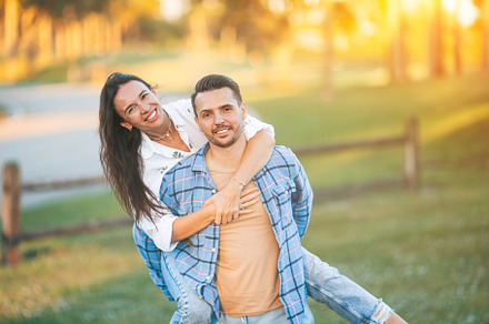 Family of two in the park on summer day outdoors, a Person Photo by travnikovstudio