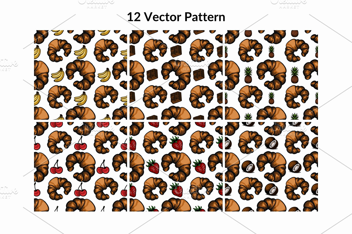 Cafe Favorites: Croissant Patterns, a Pattern Graphic by Elatedowl (Photo 2 of 11)