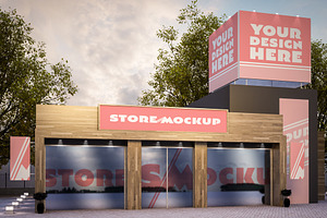 Store Signage And Outdoor Ad Mockup