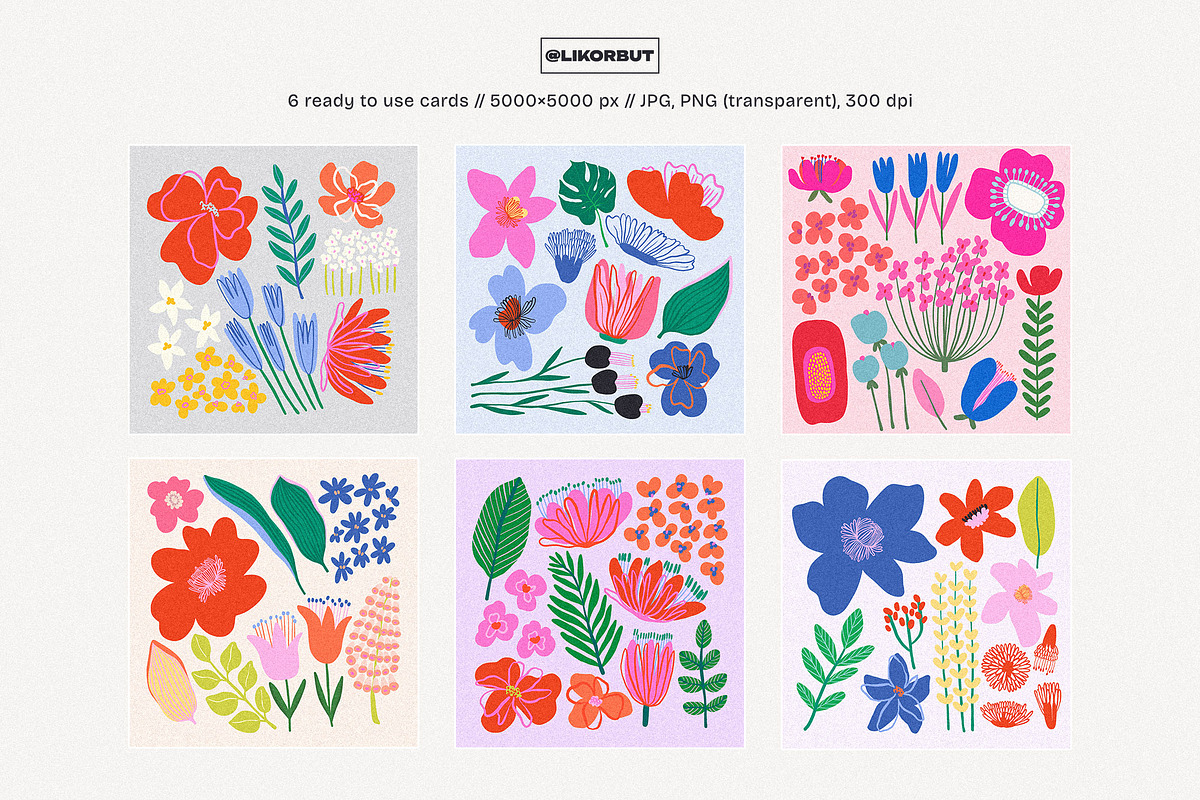 Flower Market Naive Abstract Blooms, a Decorative Illustration by likorbut (Photo 5 of 12)
