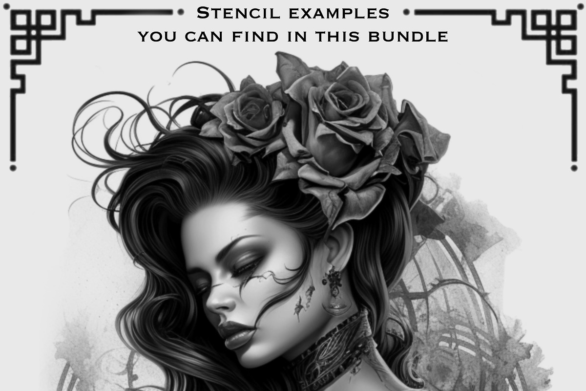 Gothic Girls tattoo flash bundle, a Brush Add-On by ProcreateInk (Photo 8 of 11)