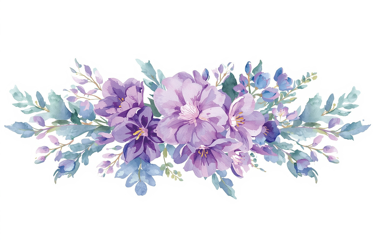 Elegant Purple Floral Set, an Illustration by balal (Photo 8 of 11)