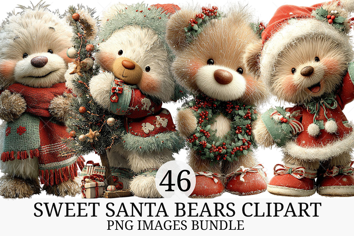 Sweet Santa Bears Clipart, an Illustration by Craft Nest (Photo 1 of 11)