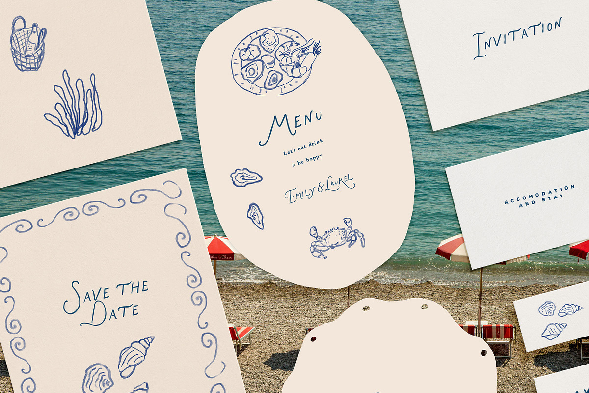 Coastal Icons & Hand Drawn Frames, an Object Graphic by Laras Wonderland (Photo 3 of 16)