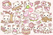Cute Kawaii Cat Clipart PNG Bundle, an Animal Illustration by Blumensdiary (Thumbnail 8 of 11)