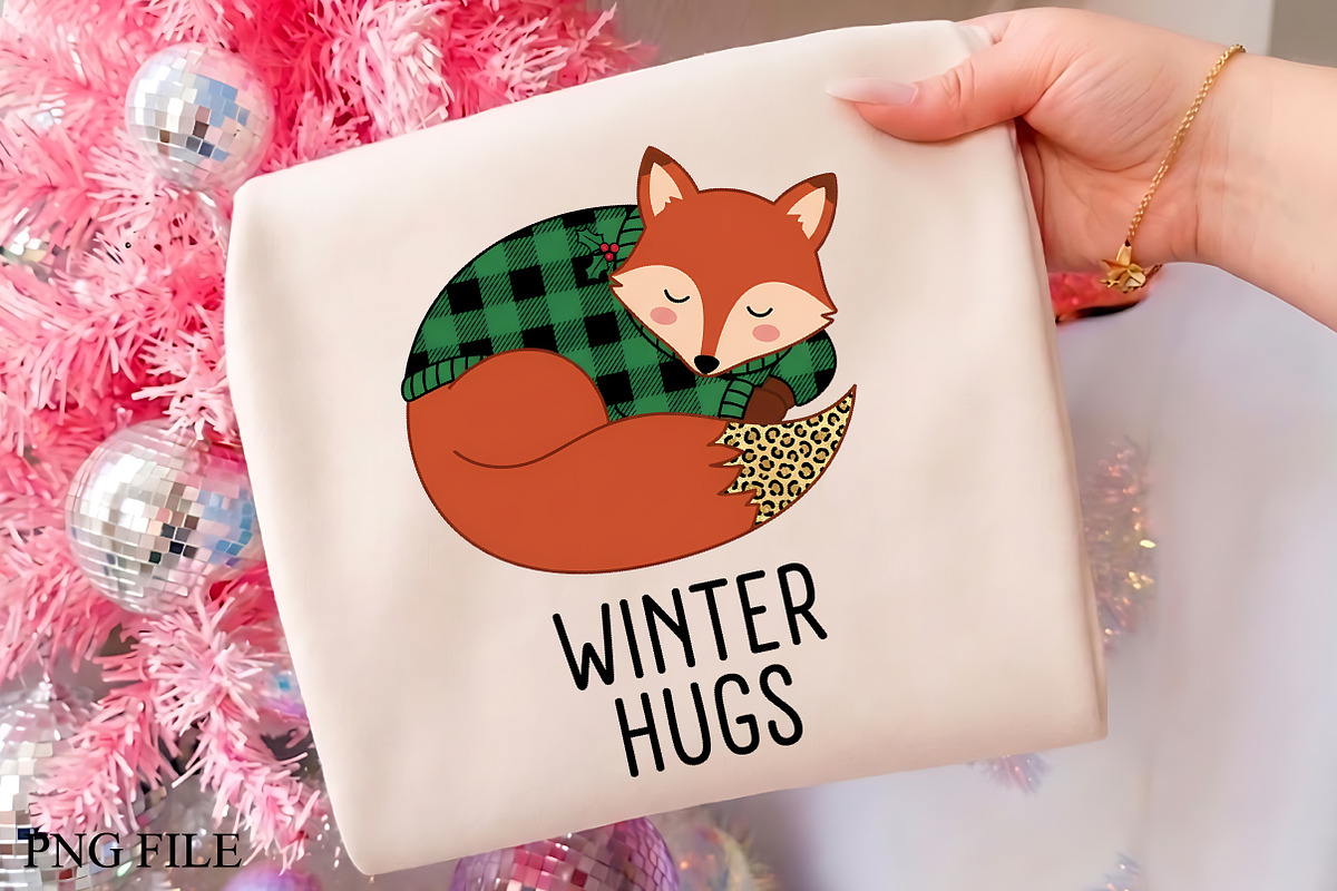Winter Hugs Christmas Fox PNG Design, a Seasonal Illustration by CrexoraLab (Photo 1 of 4)