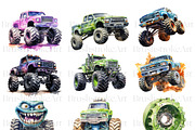 Watercolor Monster Truck Clipart PNG, a Transportation Illustration by BrushstrokeArtGB (Thumbnail 2 of 9)