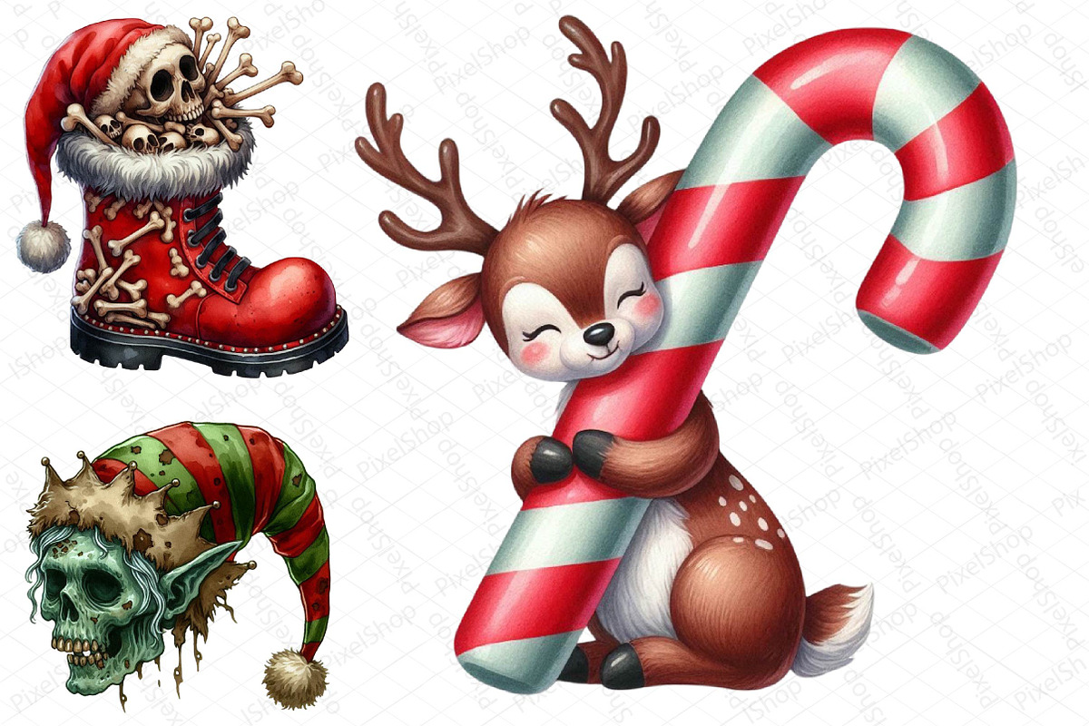 Creepy Christmas Clipart, an Illustration by DreamPrint404 (Photo 3 of 3)