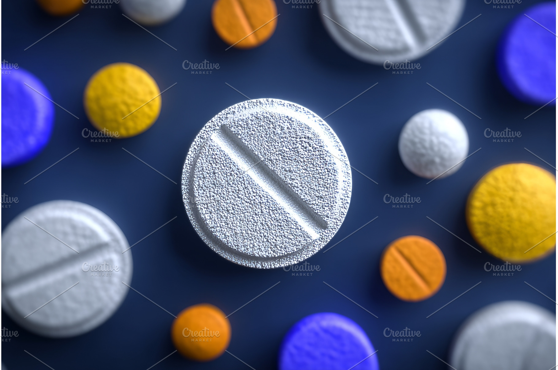 An array of medical pills, featuring, a Health & Medical Photo by ZinetroN