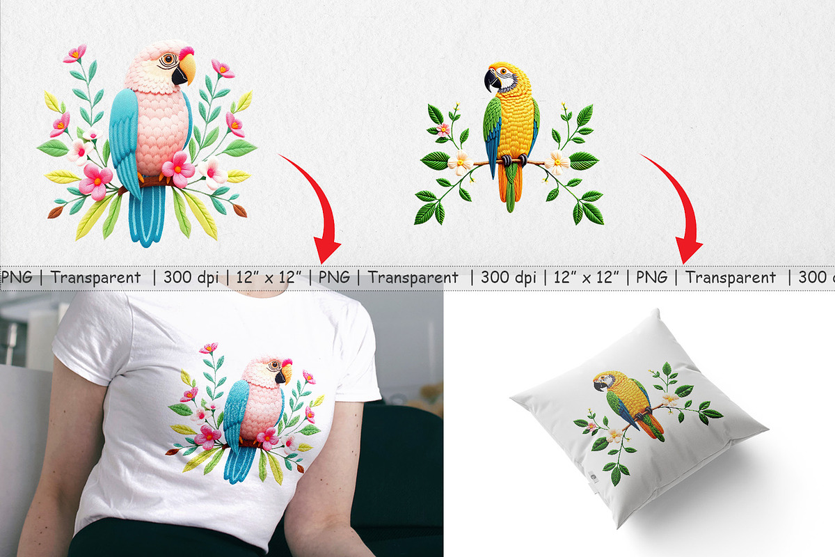 Macaw Embroidery Clipart, a Graphic by Artnoy (Photo 3 of 5)