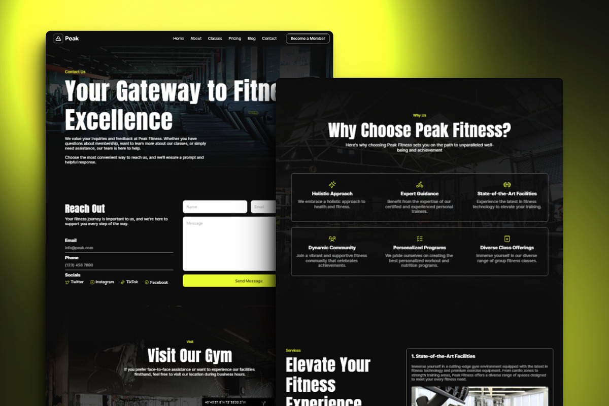 Peak - Fitness Gym Framer Template, a Landing Page Template by THdesign (Photo 3 of 4)