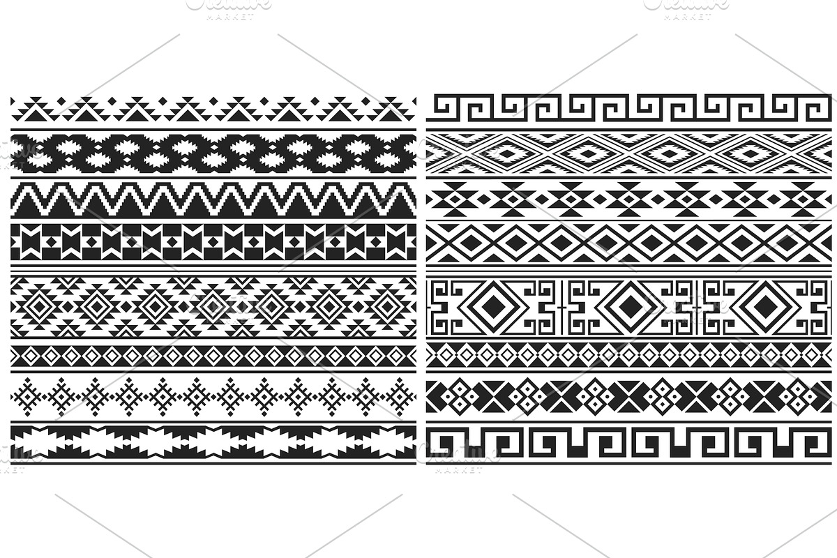 Mexican aztec, mayan border patterns, a Texture Illustration by Vector Tradition