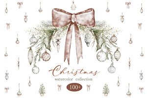 Boho‑Nordic Christmas Watercolor Set, a Seasonal Illustration by LenArt
