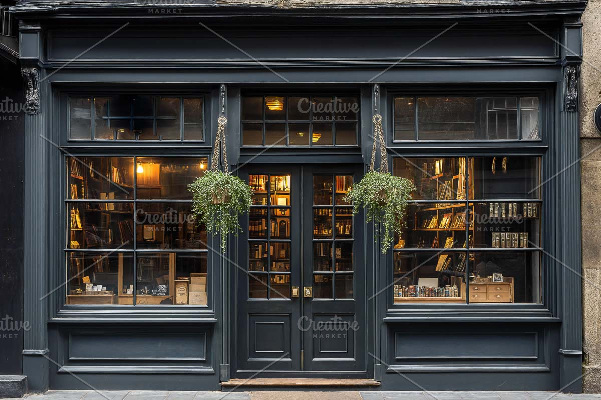 vintage wooden shop front facade, a Templates & Theme by VetalStock