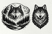 Wolf Wildlife Engraving Graphics, an Animal Illustration by DENIDigitalArtSudio (Thumbnail 10 of 12)