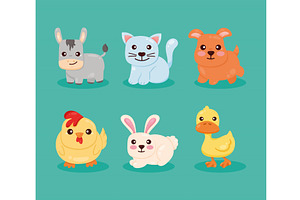 six farm animals characters, an Animal Illustration by studiogstock