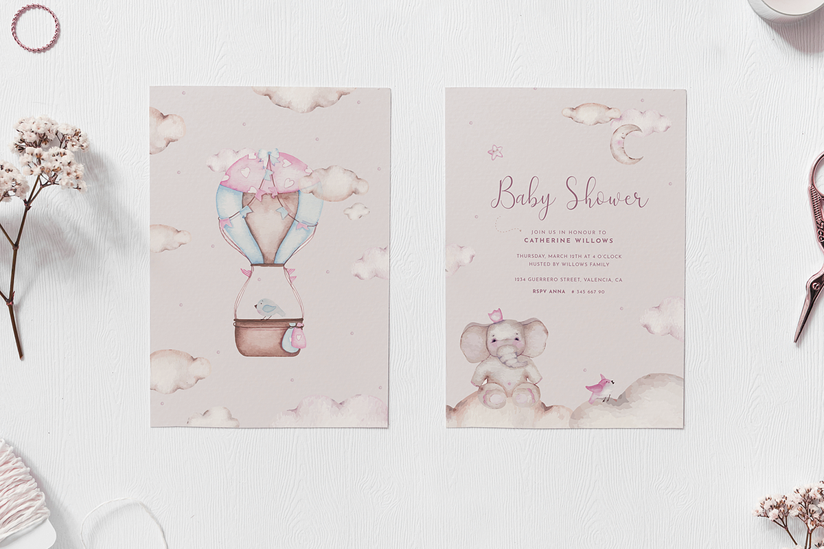 Air Balloon | Baby Shower Invitation, an Invitation Template by Mercato del Sole