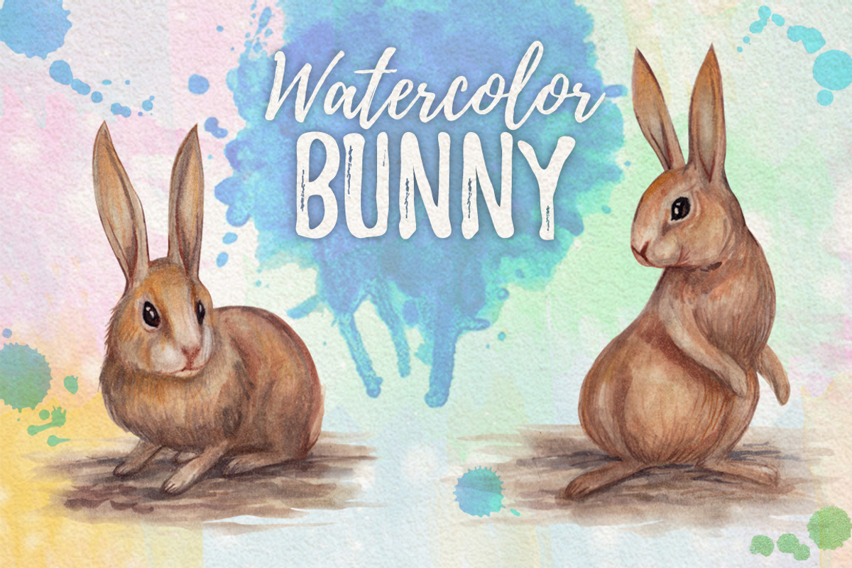 watercolor bunny, an Animal Illustration by Graphobia (Photo 1 of 7)