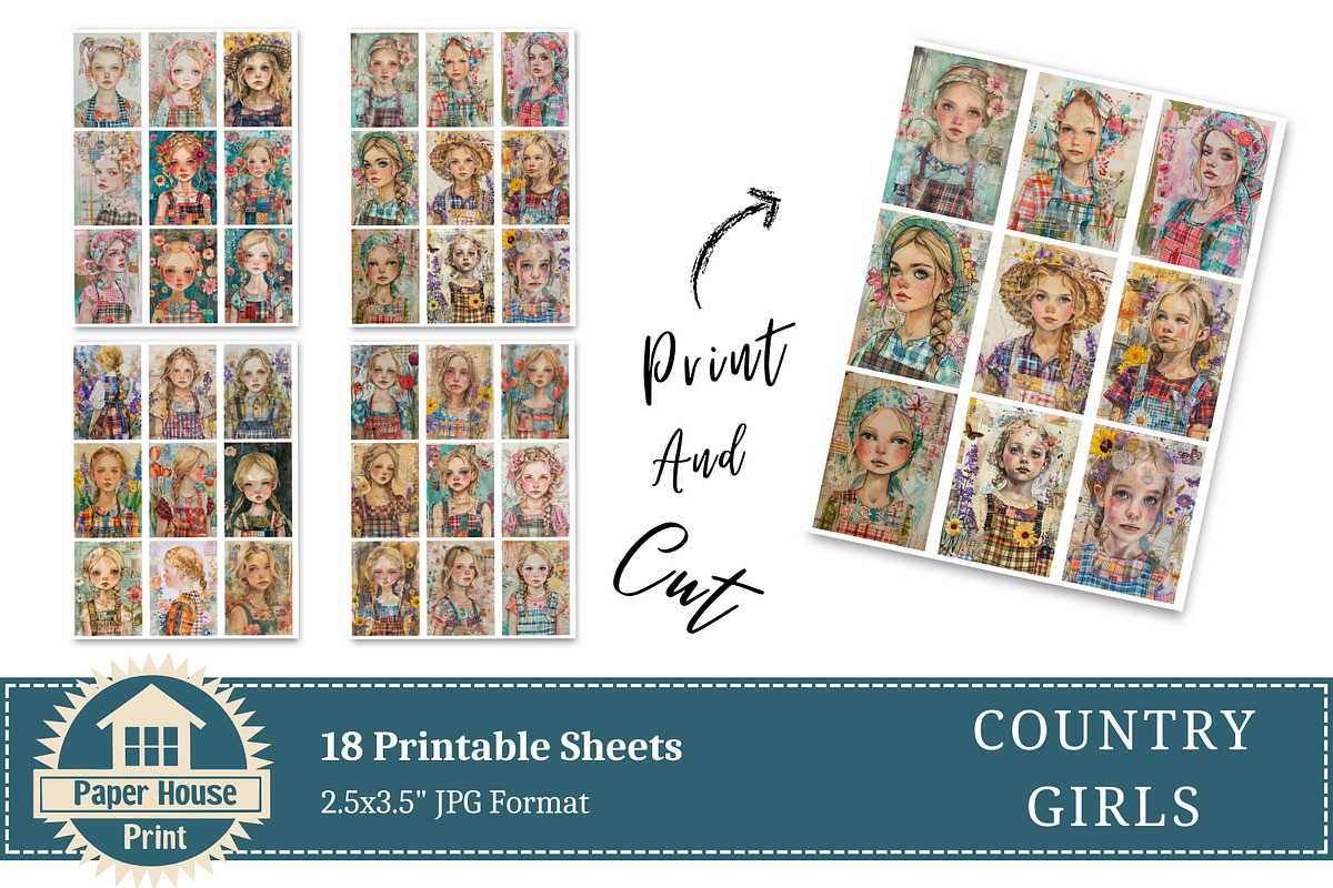 Country Girls Junk Journal Pages, an Illustration by NiiiNArt (Photo 8 of 8)
