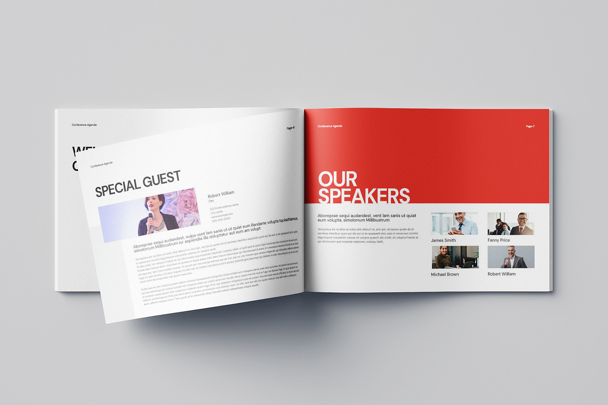 Conference Agenda Landscape Template, a Brochure Template by Pixelpick (Photo 4 of 9)