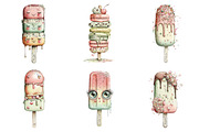 Whimsical Summer Ice Cream Clipart, an Illustration by designcity5 (Thumbnail 2 of 5)