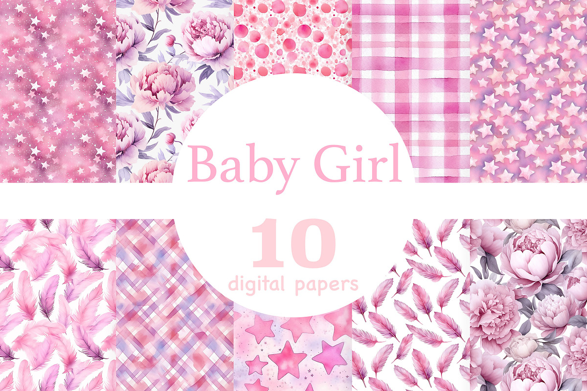 Pink Baby Girl Digital Paper, a Pattern Graphic by GlamArtZhanna (Photo 1 of 3)