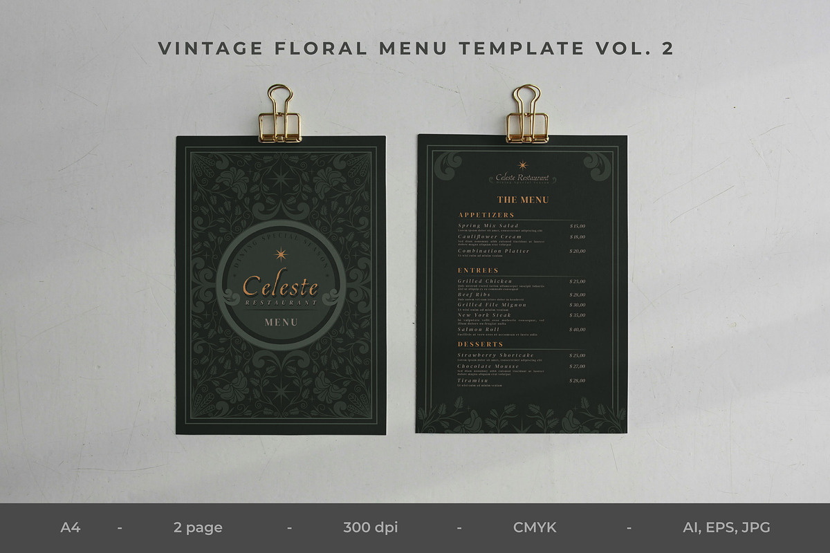 Vintage Floral Menu Vol.2, a Brochure Template by Bewalrus Studio (Photo 1 of 5)