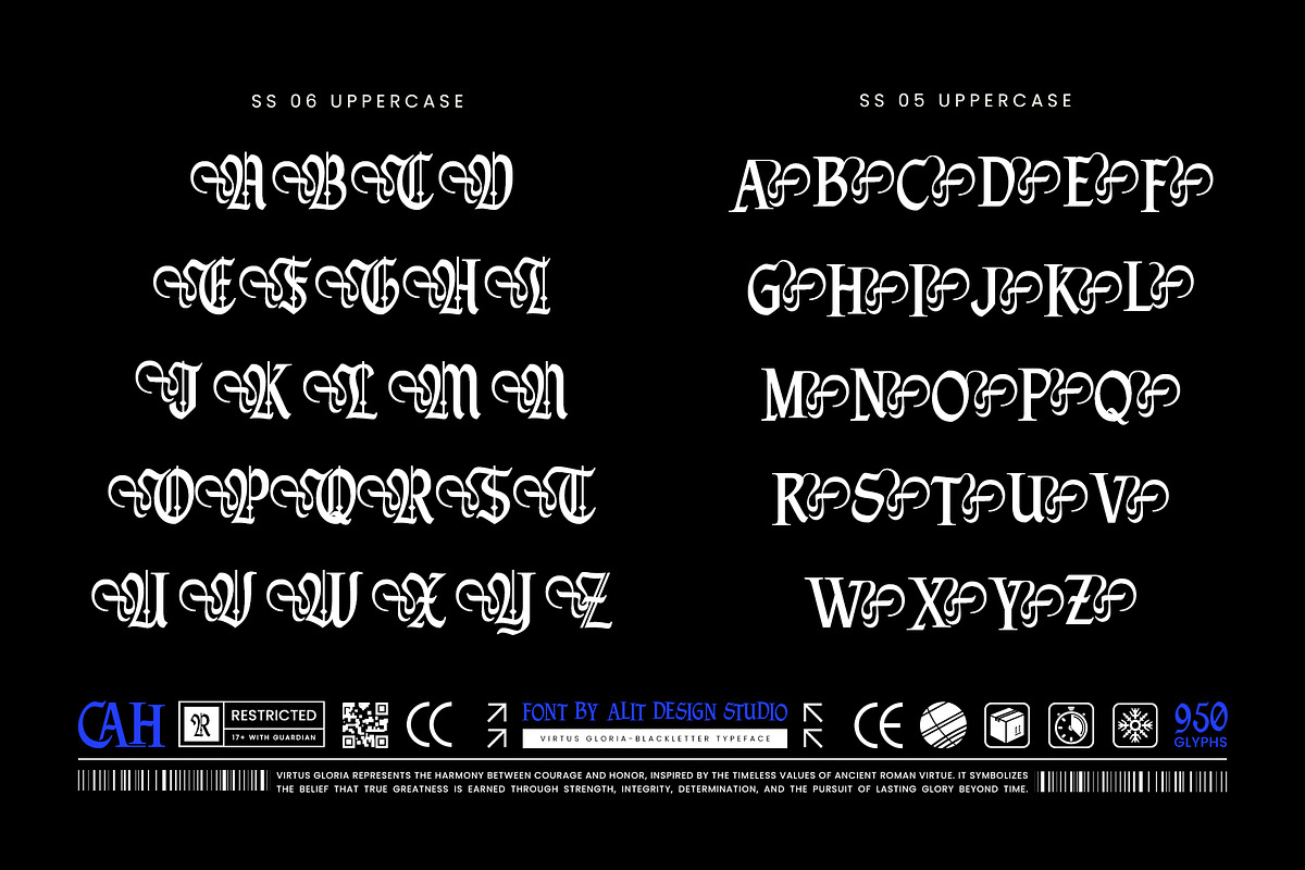 Virtus Gloria Typeface, a Blackletter Font by alit design (Photo 13 of 16)
