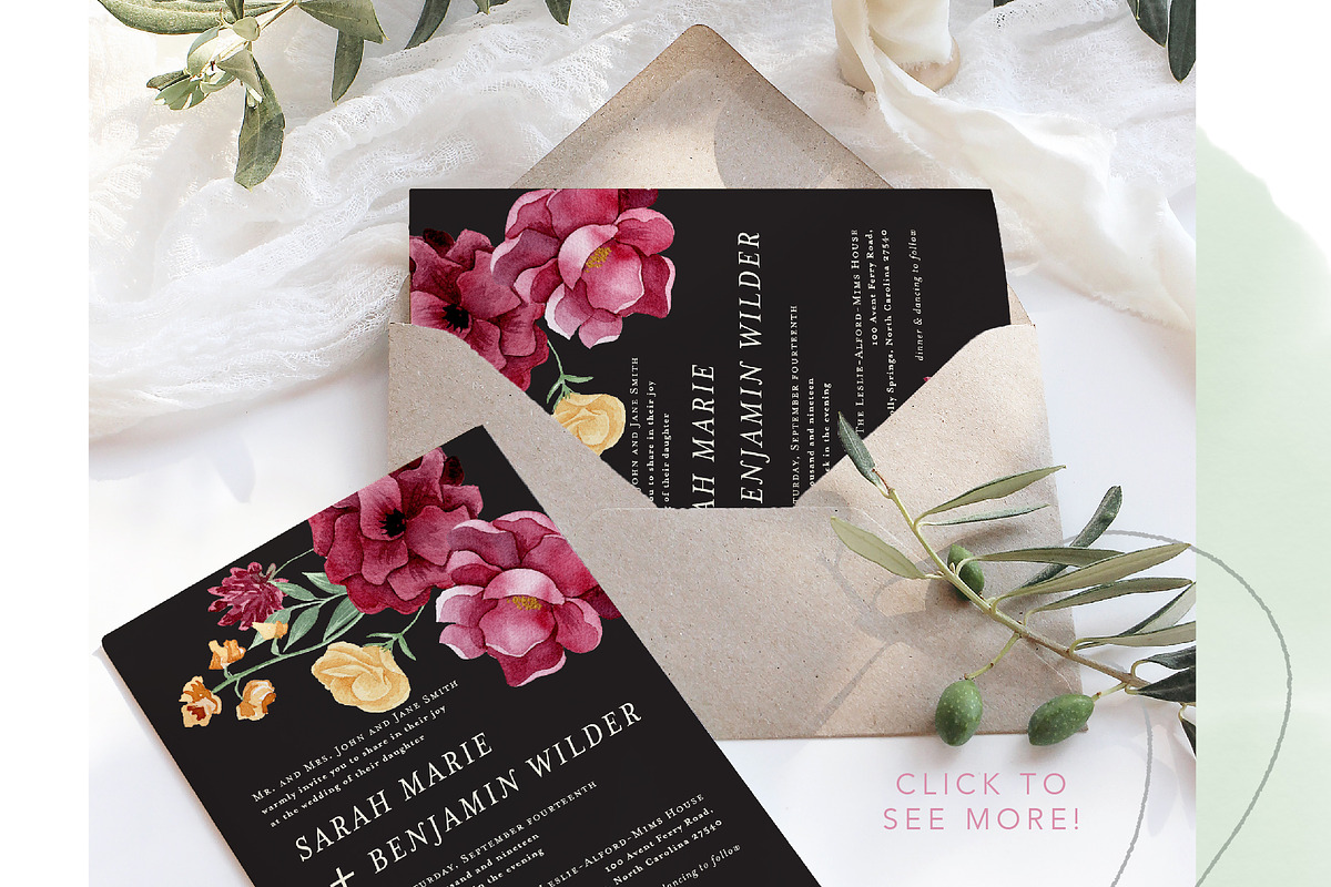 Burgundy and Gold Floral Collection, an Illustration by One and Only Paper (Photo 6 of 6)
